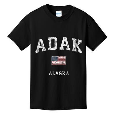 Adak Alaska Ak Vintage American Flag Sports Design Kids T-Shirt