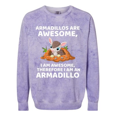 Armadillo's Are Awesome, Therefore I Am An Armadillo Colorblast Crewneck Sweatshirt