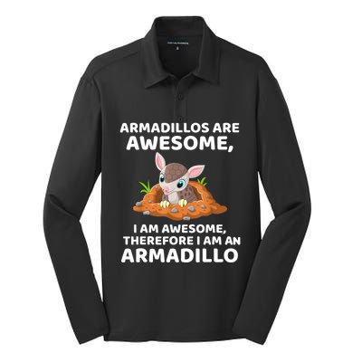 Armadillo's Are Awesome, Therefore I Am An Armadillo Silk Touch Performance Long Sleeve Polo