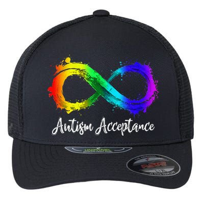 Autism Awareness Acceptance Rainbow Infinity Symbol Flexfit Unipanel Trucker Cap
