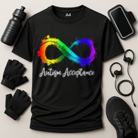 Autism Awareness Acceptance Rainbow Infinity Symbol Cooling Performance Crew T-Shirt