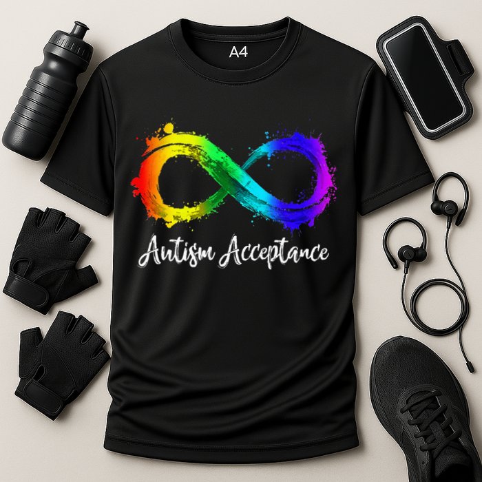 Autism Awareness Acceptance Rainbow Infinity Symbol Cooling Performance Crew T-Shirt