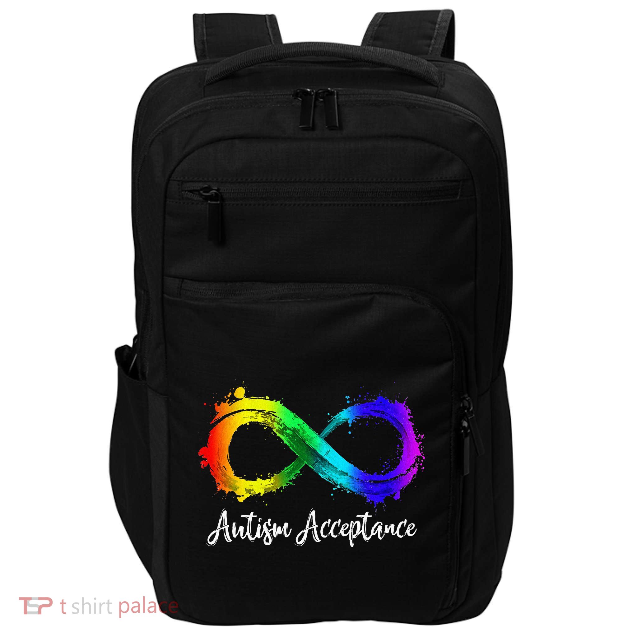 Autism Awareness Acceptance Rainbow Infinity Symbol Impact Tech Backpack