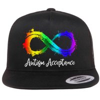 Autism Awareness Acceptance Rainbow Infinity Symbol Flat Bill Trucker Hat