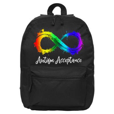 Autism Awareness Acceptance Rainbow Infinity Symbol 16 in Basic Backpack
