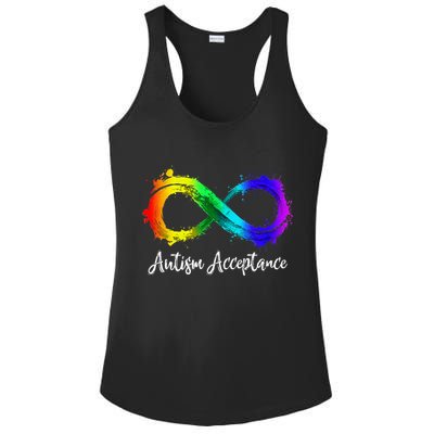 Autism Awareness Acceptance Rainbow Infinity Symbol Ladies PosiCharge Competitor Racerback Tank