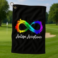 Autism Awareness Acceptance Rainbow Infinity Symbol Golf Towel