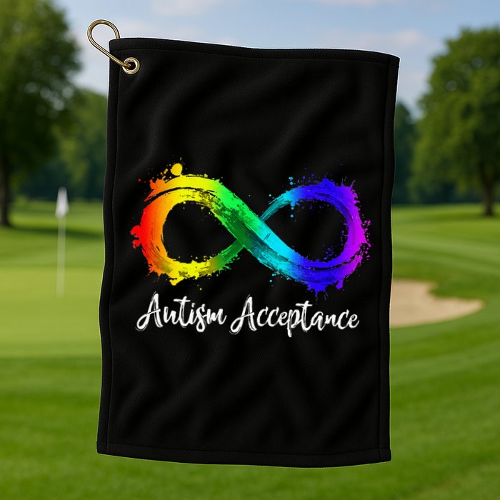 Autism Awareness Acceptance Rainbow Infinity Symbol Golf Towel