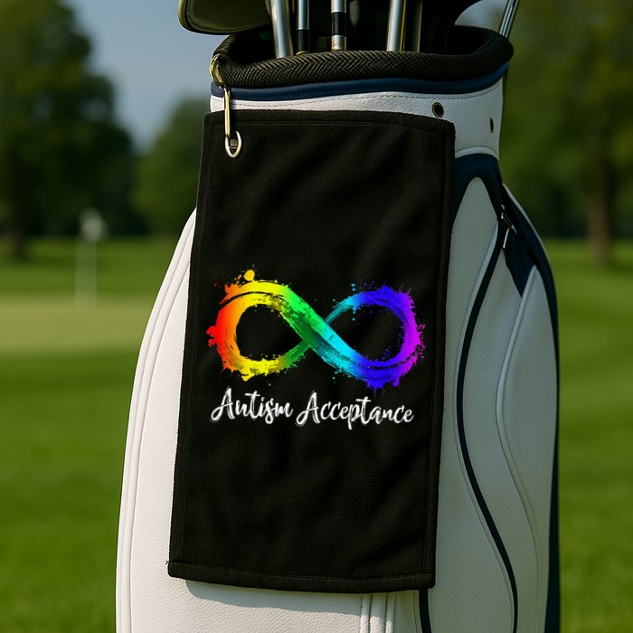 Autism Awareness Acceptance Rainbow Infinity Symbol Golf Towel