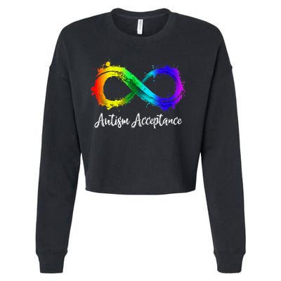 Autism Awareness Acceptance Rainbow Infinity Symbol Cropped Pullover Crew