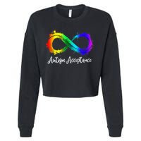 Autism Awareness Acceptance Rainbow Infinity Symbol Cropped Pullover Crew