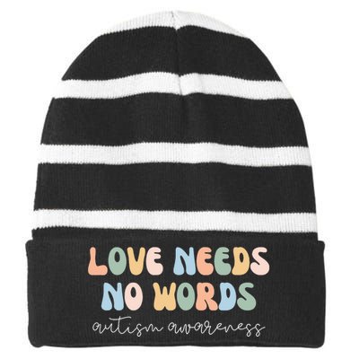 Autism Awarenes Striped Beanie with Solid Band