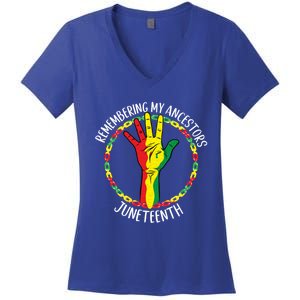 African American Ancestry Black Pride Juneteenth Party Meaningful Gift Women's V-Neck T-Shirt