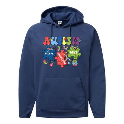 Autism Awareness Accept Understand Love Autism Puzzle Performance Fleece Hoodie