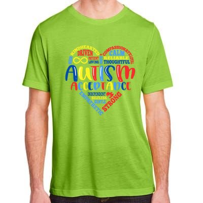 Acceptance Autism Awareness Month Support Puzzle Piece Heart Gift Adult ChromaSoft Performance T-Shirt