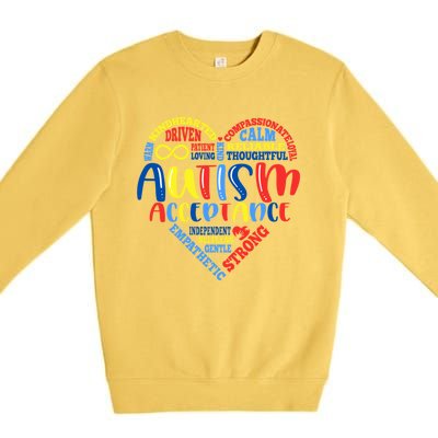 Acceptance Autism Awareness Month Support Puzzle Piece Heart Gift Premium Crewneck Sweatshirt