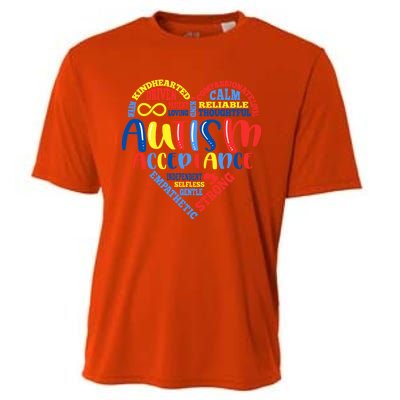 Acceptance Autism Awareness Month Support Puzzle Piece Heart Gift Cooling Performance Crew T-Shirt