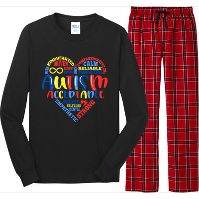 Acceptance Autism Awareness Month Support Puzzle Piece Heart Gift Long Sleeve Pajama Set