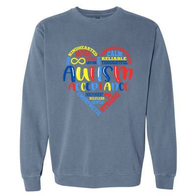 Acceptance Autism Awareness Month Support Puzzle Piece Heart Gift Garment-Dyed Sweatshirt