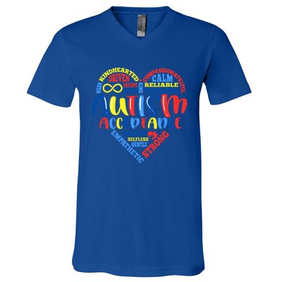 Acceptance Autism Awareness Month Support Puzzle Piece Heart Gift V-Neck T-Shirt