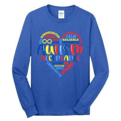 Acceptance Autism Awareness Month Support Puzzle Piece Heart Gift Tall Long Sleeve T-Shirt