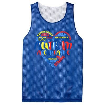 Acceptance Autism Awareness Month Support Puzzle Piece Heart Gift Mesh Reversible Basketball Jersey Tank