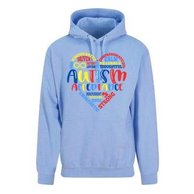 Acceptance Autism Awareness Month Support Puzzle Piece Heart Gift Unisex Surf Hoodie