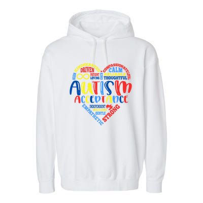 Acceptance Autism Awareness Month Support Puzzle Piece Heart Gift Garment-Dyed Fleece Hoodie