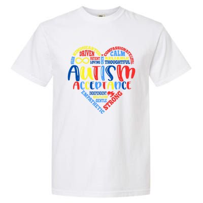 Acceptance Autism Awareness Month Support Puzzle Piece Heart Gift Garment-Dyed Heavyweight T-Shirt