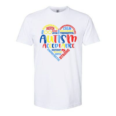 Acceptance Autism Awareness Month Support Puzzle Piece Heart Gift Softstyle CVC T-Shirt