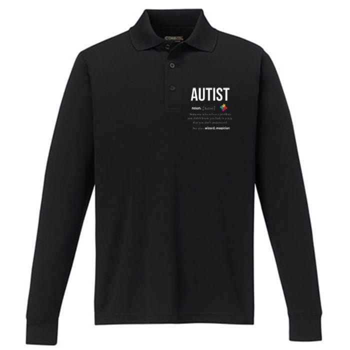 Autism Autistic Asperger Syndrom Aspie Puzzle Autist Support Performance Long Sleeve Polo