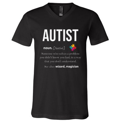 Autism Autistic Asperger Syndrom Aspie Puzzle Autist Support V-Neck T-Shirt