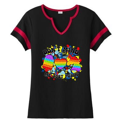 Autism Awareness Autistic Support Gift Ladies Halftime Notch Neck Tee