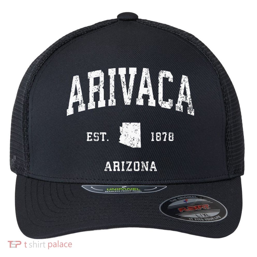 Arivaca Arizona AZ Vintage Athletic Sports Flexfit Unipanel Trucker Cap
