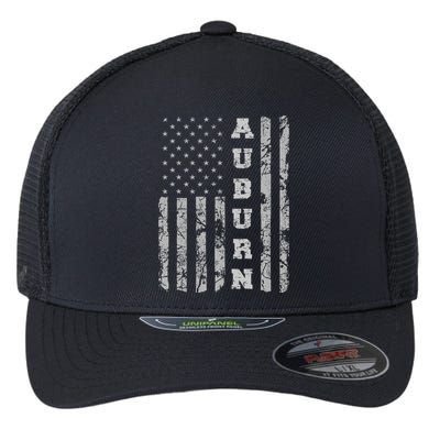 Auburn Alabama American Flag Flexfit Unipanel Trucker Cap