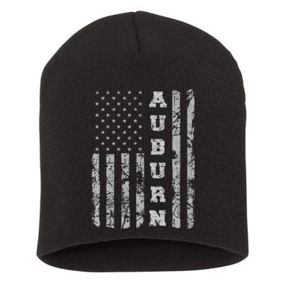 Auburn Alabama American Flag Short Acrylic Beanie