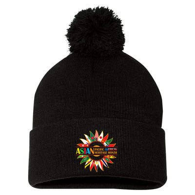 Asian American and Pacific Islander Heritage Month Sunflower Pom Pom 12in Knit Beanie