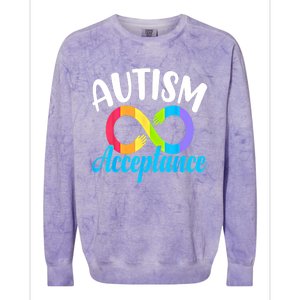 Autism Awareness Acceptance Rainbow Infinity Red Instead Cute Gift Colorblast Crewneck Sweatshirt