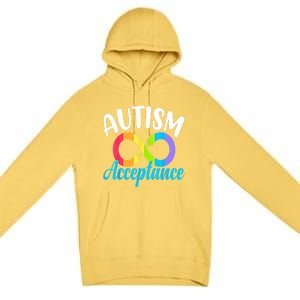 Autism Awareness Acceptance Rainbow Infinity Red Instead Cute Gift Premium Pullover Hoodie