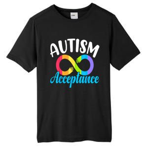 Autism Awareness Acceptance Rainbow Infinity Red Instead Cute Gift Tall Fusion ChromaSoft Performance T-Shirt