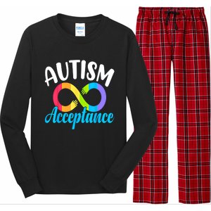 Autism Awareness Acceptance Rainbow Infinity Red Instead Cute Gift Long Sleeve Pajama Set