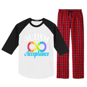 Autism Awareness Acceptance Rainbow Infinity Red Instead Cute Gift Raglan Sleeve Pajama Set