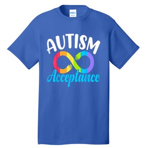 Autism Awareness Acceptance Rainbow Infinity Red Instead Cute Gift Tall T-Shirt