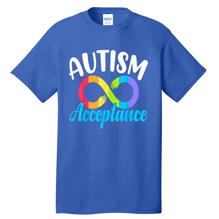 Autism Awareness Acceptance Rainbow Infinity Red Instead Cute Gift Tall T-Shirt