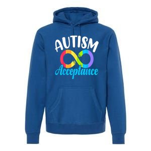 Autism Awareness Acceptance Rainbow Infinity Red Instead Cute Gift Premium Hoodie