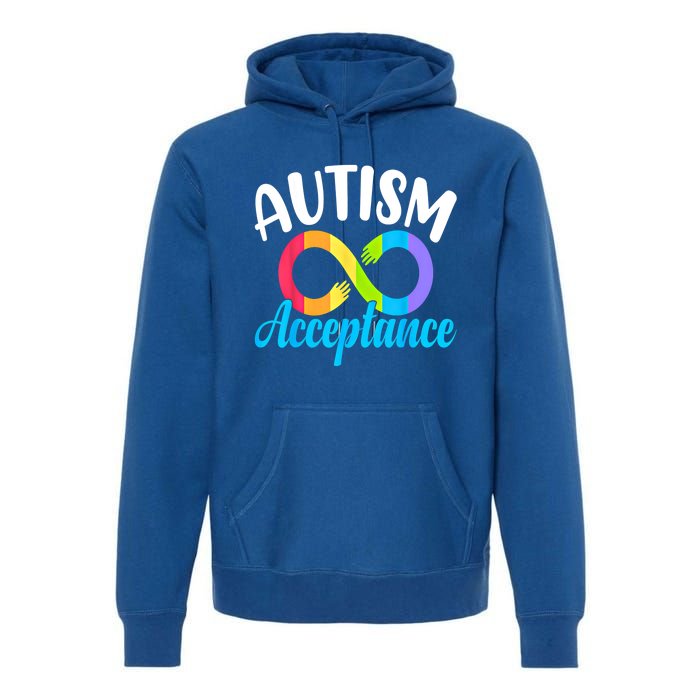 Autism Awareness Acceptance Rainbow Infinity Red Instead Cute Gift Premium Hoodie