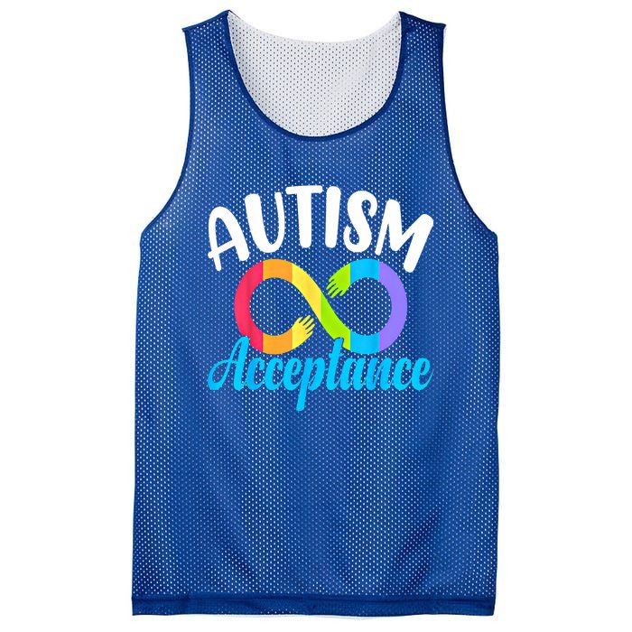 Autism Awareness Acceptance Rainbow Infinity Red Instead Cute Gift Mesh Reversible Basketball Jersey Tank