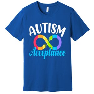 Autism Awareness Acceptance Rainbow Infinity Red Instead Cute Gift Premium T-Shirt