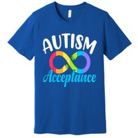 Autism Awareness Acceptance Rainbow Infinity Red Instead Cute Gift Premium T-Shirt