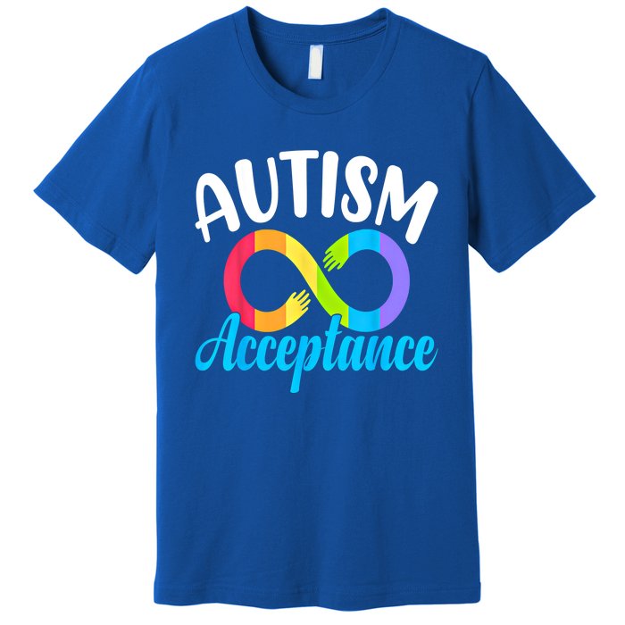 Autism Awareness Acceptance Rainbow Infinity Red Instead Cute Gift Premium T-Shirt